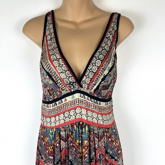 Angie Babydoll Maxi Dress sz S Colorful Y2K Hippie Southwestern Strappy Artsy - Picture 2 of 12